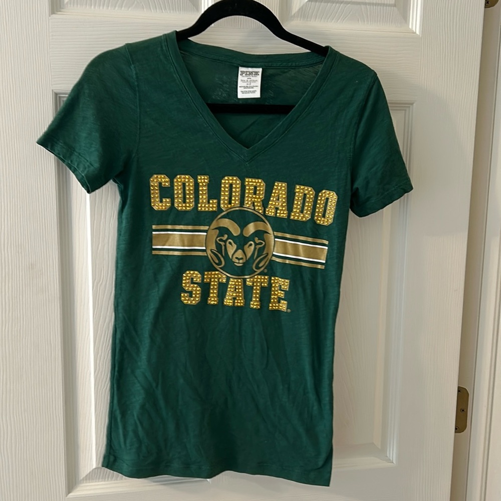 Rare Colorado State Rams PINK Victoria’s Secret Collegiate football shirt SMALL